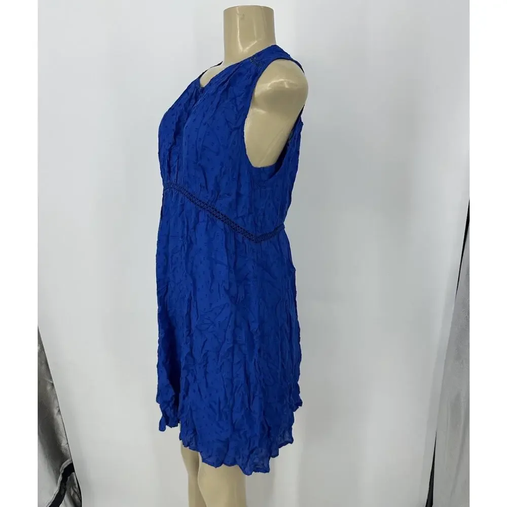 Lucky Brand Medium Women Pullover Lined Sleeveless Hazel Dress Mini Blue J101